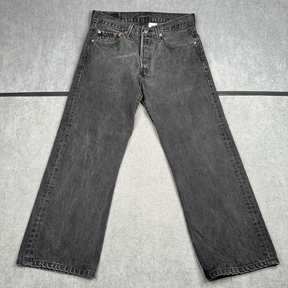 Vtg Levi 501 Original Fit Jeans W32 L29 Black Faded Straight Denim Mexico